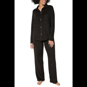 Cuddl Duds Women's Fleecewear w/ Stretch Notch Collar PJ Set Black - Regular